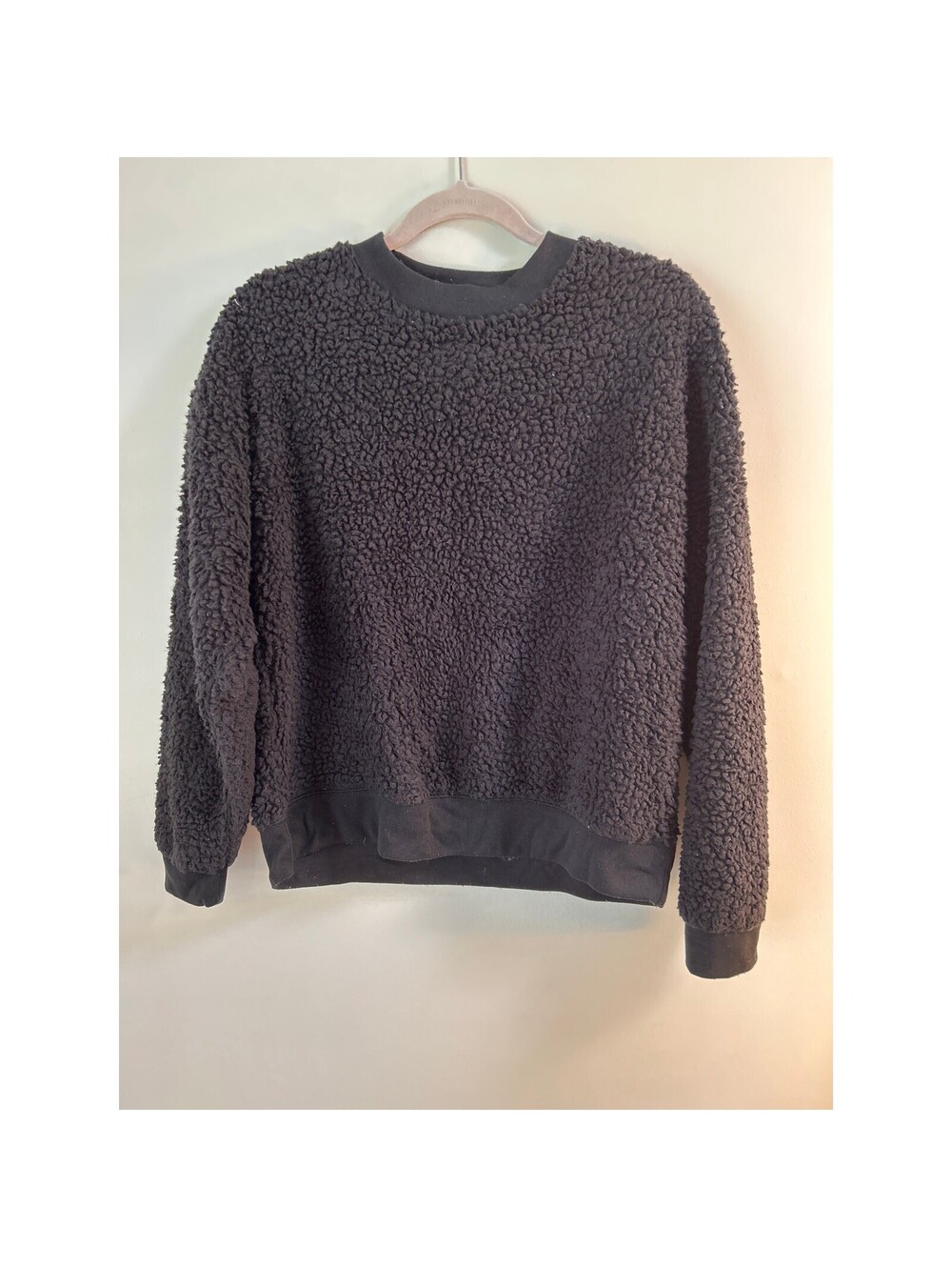 Secret Treasures Women's S 4-6 Black Sherpa Fleece Sleepwear Lounge Pullover